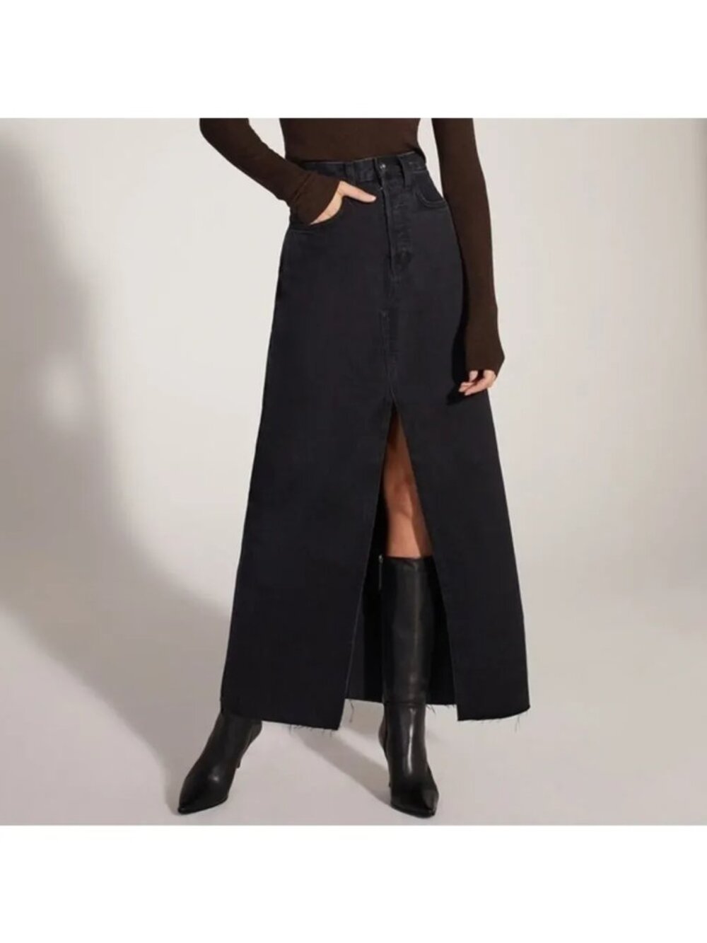 Favorite Daughter Skirt Sadie Denim Maxi Skirt Asphalt Size 28